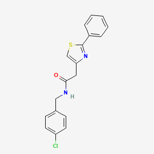 molecular formula C18H15ClN2OS B11372903 N-[(4-chlorophenyl)methyl]-2-(2-phenyl-1,3-thiazol-4-yl)acetamide 