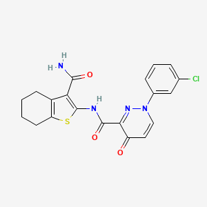 molecular formula C20H17ClN4O3S B11372980 N-(3-carbamoyl-4,5,6,7-tetrahydro-1-benzothiophen-2-yl)-1-(3-chlorophenyl)-4-oxo-1,4-dihydropyridazine-3-carboxamide 