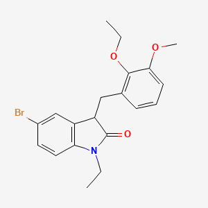 molecular formula C20H22BrNO3 B11373435 5-bromo-3-(2-ethoxy-3-methoxybenzyl)-1-ethyl-1,3-dihydro-2H-indol-2-one 