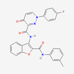 molecular formula C27H19FN4O4 B11373465 1-(4-fluorophenyl)-N-{2-[(3-methylphenyl)carbamoyl]-1-benzofuran-3-yl}-4-oxo-1,4-dihydropyridazine-3-carboxamide 