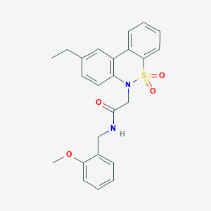 molecular formula C24H24N2O4S B11373487 2-(9-ethyl-5,5-dioxido-6H-dibenzo[c,e][1,2]thiazin-6-yl)-N-(2-methoxybenzyl)acetamide 