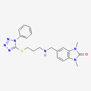 molecular formula C20H23N7OS B11373492 1,3-dimethyl-5-[({3-[(1-phenyl-1H-tetrazol-5-yl)sulfanyl]propyl}amino)methyl]-1,3-dihydro-2H-benzimidazol-2-one 
