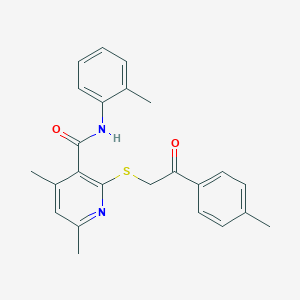 molecular formula C24H24N2O2S B11373660 4,6-dimethyl-N-(2-methylphenyl)-2-{[2-(4-methylphenyl)-2-oxoethyl]sulfanyl}pyridine-3-carboxamide 