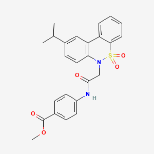 molecular formula C25H24N2O5S B11373922 methyl 4-{[(9-isopropyl-5,5-dioxido-6H-dibenzo[c,e][1,2]thiazin-6-yl)acetyl]amino}benzoate 