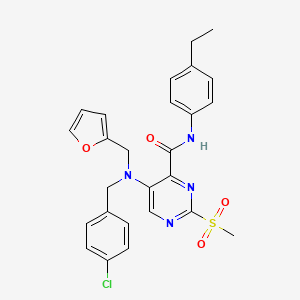 molecular formula C26H25ClN4O4S B11373962 5-[(4-chlorobenzyl)(furan-2-ylmethyl)amino]-N-(4-ethylphenyl)-2-(methylsulfonyl)pyrimidine-4-carboxamide 