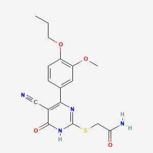 molecular formula C17H18N4O4S B11373972 2-[[5-cyano-6-(3-methoxy-4-propoxyphenyl)-4-oxo-1H-pyrimidin-2-yl]sulfanyl]acetamide 