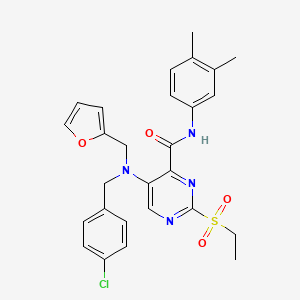 molecular formula C27H27ClN4O4S B11373992 5-[(4-chlorobenzyl)(furan-2-ylmethyl)amino]-N-(3,4-dimethylphenyl)-2-(ethylsulfonyl)pyrimidine-4-carboxamide 