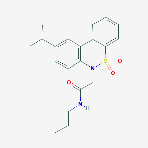 molecular formula C20H24N2O3S B11374003 2-(9-isopropyl-5,5-dioxido-6H-dibenzo[c,e][1,2]thiazin-6-yl)-N-propylacetamide 