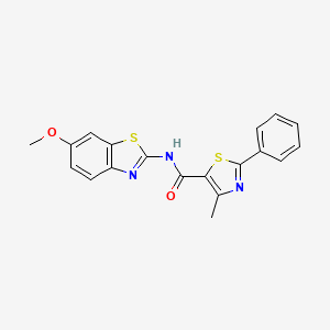 molecular formula C19H15N3O2S2 B11374282 N-(6-methoxy-1,3-benzothiazol-2-yl)-4-methyl-2-phenyl-1,3-thiazole-5-carboxamide 