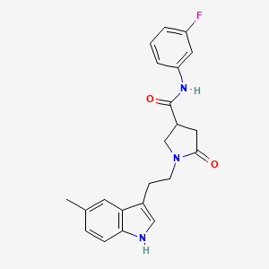 molecular formula C22H22FN3O2 B11374571 N-(3-fluorophenyl)-1-[2-(5-methyl-1H-indol-3-yl)ethyl]-5-oxopyrrolidine-3-carboxamide 