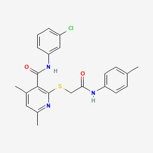 molecular formula C23H22ClN3O2S B11374579 N-(3-chlorophenyl)-4,6-dimethyl-2-({2-[(4-methylphenyl)amino]-2-oxoethyl}sulfanyl)pyridine-3-carboxamide 