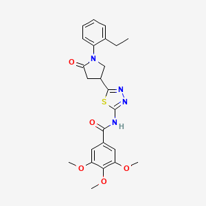 molecular formula C24H26N4O5S B11374644 N-{5-[1-(2-ethylphenyl)-5-oxopyrrolidin-3-yl]-1,3,4-thiadiazol-2-yl}-3,4,5-trimethoxybenzamide 