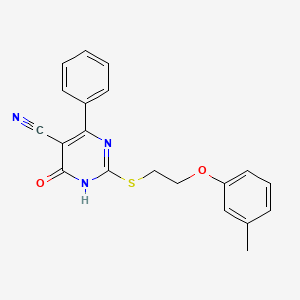 molecular formula C20H17N3O2S B11374673 2-{[2-(3-Methylphenoxy)ethyl]sulfanyl}-6-oxo-4-phenyl-1,6-dihydropyrimidine-5-carbonitrile 
