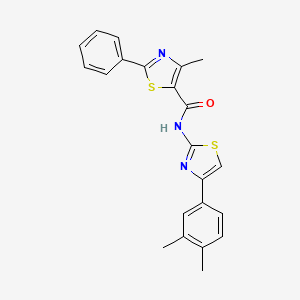 molecular formula C22H19N3OS2 B11374780 N-[4-(3,4-dimethylphenyl)-1,3-thiazol-2-yl]-4-methyl-2-phenyl-1,3-thiazole-5-carboxamide 