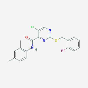 molecular formula C20H17ClFN3OS B11374824 5-chloro-N-(2,4-dimethylphenyl)-2-[(2-fluorobenzyl)sulfanyl]pyrimidine-4-carboxamide 