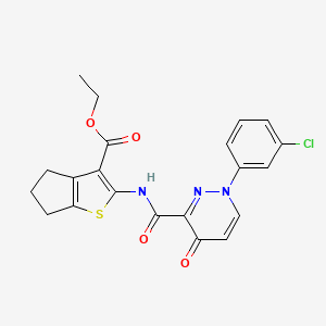 molecular formula C21H18ClN3O4S B11374945 ethyl 2-({[1-(3-chlorophenyl)-4-oxo-1,4-dihydropyridazin-3-yl]carbonyl}amino)-5,6-dihydro-4H-cyclopenta[b]thiophene-3-carboxylate 