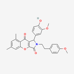 molecular formula C29H27NO6 B11374960 1-(4-Hydroxy-3-methoxyphenyl)-2-[2-(4-methoxyphenyl)ethyl]-6,8-dimethyl-1,2-dihydrochromeno[2,3-c]pyrrole-3,9-dione 