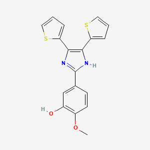 molecular formula C18H14N2O2S2 B11374986 5-[4,5-DI(2-Thienyl)-1H-imidazol-2-YL]-2-methoxyphenol 