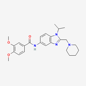 molecular formula C25H32N4O3 B11375131 3,4-dimethoxy-N-[2-(piperidin-1-ylmethyl)-1-(propan-2-yl)-1H-benzimidazol-5-yl]benzamide 