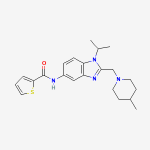 molecular formula C22H28N4OS B11375206 N-{2-[(4-methylpiperidin-1-yl)methyl]-1-(propan-2-yl)-1H-benzimidazol-5-yl}thiophene-2-carboxamide 