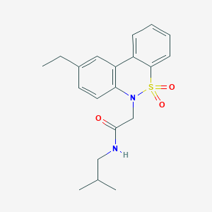 molecular formula C20H24N2O3S B11375445 2-(9-ethyl-5,5-dioxido-6H-dibenzo[c,e][1,2]thiazin-6-yl)-N-isobutylacetamide 