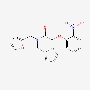 molecular formula C18H16N2O6 B11375473 N,N-bis(furan-2-ylmethyl)-2-(2-nitrophenoxy)acetamide 