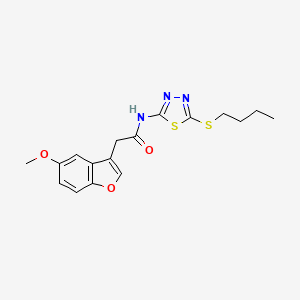 molecular formula C17H19N3O3S2 B11375476 N-[5-(butylsulfanyl)-1,3,4-thiadiazol-2-yl]-2-(5-methoxy-1-benzofuran-3-yl)acetamide 