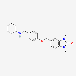molecular formula C23H29N3O2 B11375508 5-({4-[(cyclohexylamino)methyl]phenoxy}methyl)-1,3-dimethyl-1,3-dihydro-2H-benzimidazol-2-one 