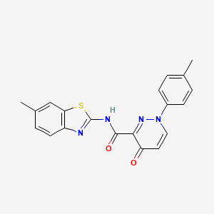 molecular formula C20H16N4O2S B11375516 N-(6-methyl-1,3-benzothiazol-2-yl)-1-(4-methylphenyl)-4-oxo-1,4-dihydropyridazine-3-carboxamide 