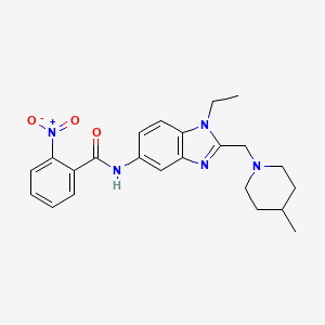 molecular formula C23H27N5O3 B11375852 N-{1-ethyl-2-[(4-methylpiperidin-1-yl)methyl]-1H-benzimidazol-5-yl}-2-nitrobenzamide 