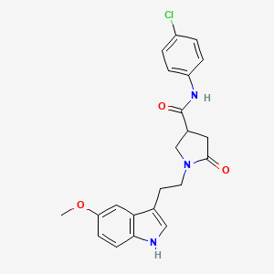 molecular formula C22H22ClN3O3 B11375935 N-(4-chlorophenyl)-1-[2-(5-methoxy-1H-indol-3-yl)ethyl]-5-oxopyrrolidine-3-carboxamide 