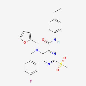 molecular formula C26H25FN4O4S B11376324 N-(4-ethylphenyl)-5-[(4-fluorobenzyl)(furan-2-ylmethyl)amino]-2-(methylsulfonyl)pyrimidine-4-carboxamide 