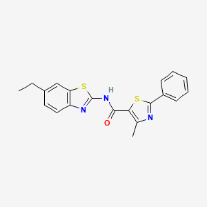molecular formula C20H17N3OS2 B11376533 N-(6-ethyl-1,3-benzothiazol-2-yl)-4-methyl-2-phenyl-1,3-thiazole-5-carboxamide 