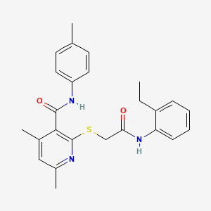 molecular formula C25H27N3O2S B11376945 2-({2-[(2-ethylphenyl)amino]-2-oxoethyl}sulfanyl)-4,6-dimethyl-N-(4-methylphenyl)pyridine-3-carboxamide 