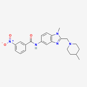 molecular formula C22H25N5O3 B11377178 N-{1-methyl-2-[(4-methylpiperidin-1-yl)methyl]-1H-benzimidazol-5-yl}-3-nitrobenzamide 