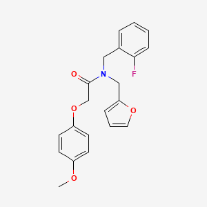 molecular formula C21H20FNO4 B11377470 N-(2-fluorobenzyl)-N-(furan-2-ylmethyl)-2-(4-methoxyphenoxy)acetamide 
