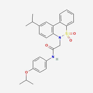 molecular formula C26H28N2O4S B11377488 N-(4-isopropoxyphenyl)-2-(9-isopropyl-5,5-dioxido-6H-dibenzo[c,e][1,2]thiazin-6-yl)acetamide 