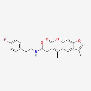 molecular formula C24H22FNO4 B11377499 N-[2-(4-Fluorophenyl)ethyl]-2-{3,5,9-trimethyl-7-oxo-7H-furo[3,2-G]chromen-6-YL}acetamide 