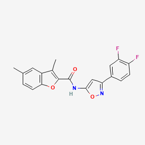 molecular formula C20H14F2N2O3 B11377718 N-[3-(3,4-difluorophenyl)-1,2-oxazol-5-yl]-3,5-dimethyl-1-benzofuran-2-carboxamide 