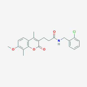 molecular formula C22H22ClNO4 B11377954 N-(2-chlorobenzyl)-3-(7-methoxy-4,8-dimethyl-2-oxo-2H-chromen-3-yl)propanamide 