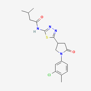 molecular formula C18H21ClN4O2S B11378151 N-{5-[1-(3-chloro-4-methylphenyl)-5-oxopyrrolidin-3-yl]-1,3,4-thiadiazol-2-yl}-3-methylbutanamide 