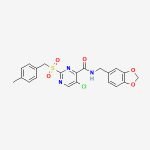 molecular formula C21H18ClN3O5S B11378557 N-(1,3-benzodioxol-5-ylmethyl)-5-chloro-2-[(4-methylbenzyl)sulfonyl]pyrimidine-4-carboxamide 