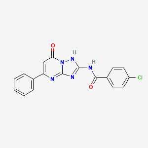 molecular formula C18H12ClN5O2 B11379073 4-chloro-N-(7-hydroxy-5-phenyl[1,2,4]triazolo[1,5-a]pyrimidin-2-yl)benzamide 