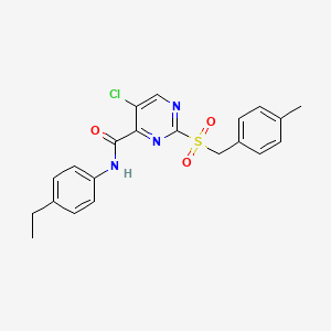 molecular formula C21H20ClN3O3S B11379102 5-chloro-N-(4-ethylphenyl)-2-[(4-methylbenzyl)sulfonyl]pyrimidine-4-carboxamide 