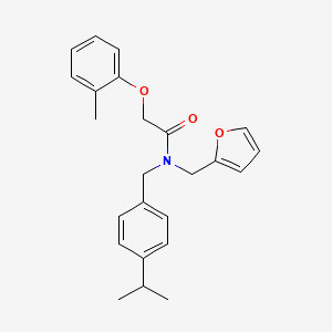 molecular formula C24H27NO3 B11379179 N-(furan-2-ylmethyl)-2-(2-methylphenoxy)-N-[4-(propan-2-yl)benzyl]acetamide 