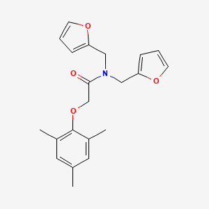 molecular formula C21H23NO4 B11379585 N,N-bis(furan-2-ylmethyl)-2-(2,4,6-trimethylphenoxy)acetamide 