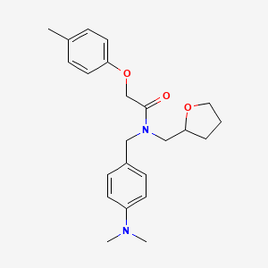 molecular formula C23H30N2O3 B11379939 N-[4-(dimethylamino)benzyl]-2-(4-methylphenoxy)-N-(tetrahydrofuran-2-ylmethyl)acetamide 