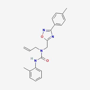 molecular formula C21H22N4O2 B11380263 3-(2-Methylphenyl)-1-{[3-(4-methylphenyl)-1,2,4-oxadiazol-5-yl]methyl}-1-prop-2-en-1-ylurea 