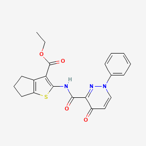 molecular formula C21H19N3O4S B11380445 ethyl 2-{[(4-oxo-1-phenyl-1,4-dihydropyridazin-3-yl)carbonyl]amino}-5,6-dihydro-4H-cyclopenta[b]thiophene-3-carboxylate 