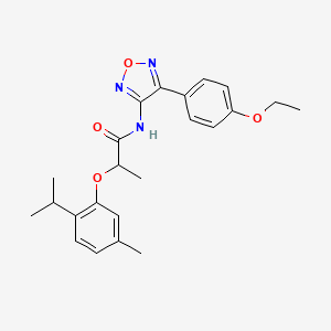 molecular formula C23H27N3O4 B11380526 N-[4-(4-ethoxyphenyl)-1,2,5-oxadiazol-3-yl]-2-[5-methyl-2-(propan-2-yl)phenoxy]propanamide 